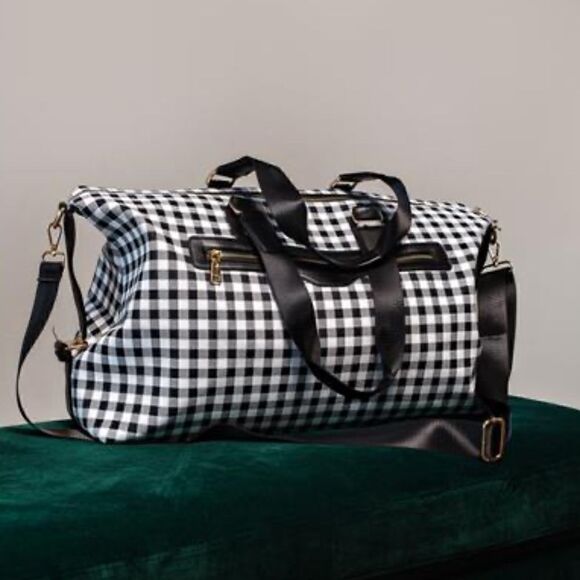 NEW! Super Durable Vinyl Buffalo Plaid Weekender Bag Boho Vacation Tote Cruise - Picture 1 of 2